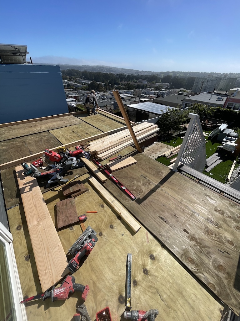 Deck framing and sheathing-- Balcony conversion SF